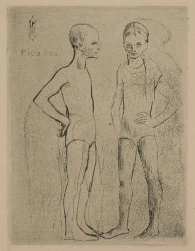 Pablo%20Picasso%2C%20%3Cb%3E%3Ci%3E%20Les%20Deux%20Saltimbanques%20%28The%20Two%20Acrobats%29%2C%20from%20the%20series%20Saltimbanques%3C%2Fi%3E%3C%2Fb%3E%2C%201905%3B%20printed%201913%2C%20drypoint%20on%20paper%2C%20Bequest%20of%20Charles%20Henry%20Leavitt%2C%20%26%23169%3B%20unknown%2C%20research%20required%2C%2059.26.50